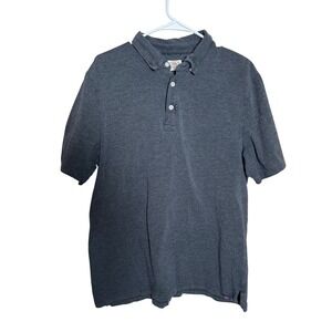 Faherty Brand Mens Short‎ Sleeve Polo Shirt Charcoal Gray Heather Pima Cotton L
